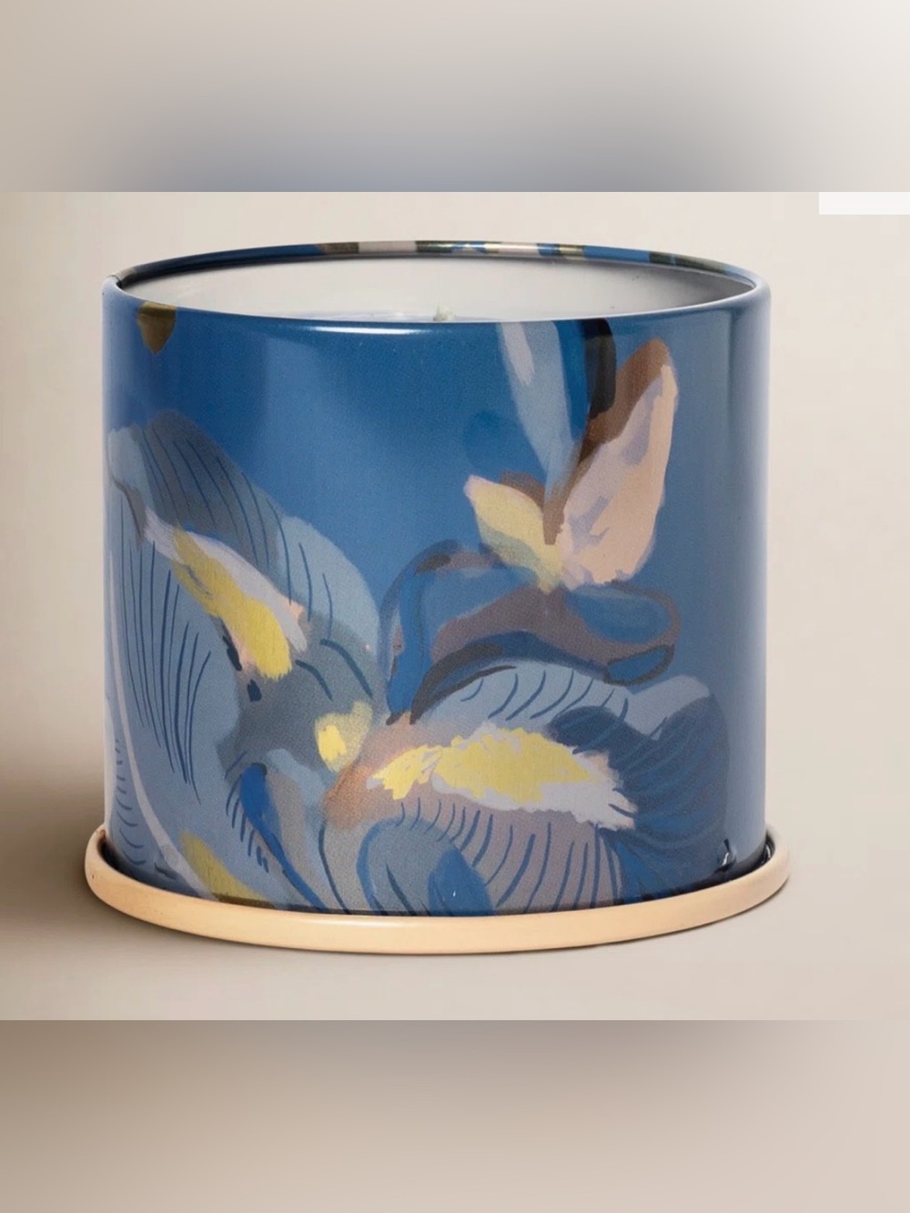 Illume Citrus Crush Voluspa Blue Floral Decorative Candle Demi Tin and Top - Picture 2 of 8